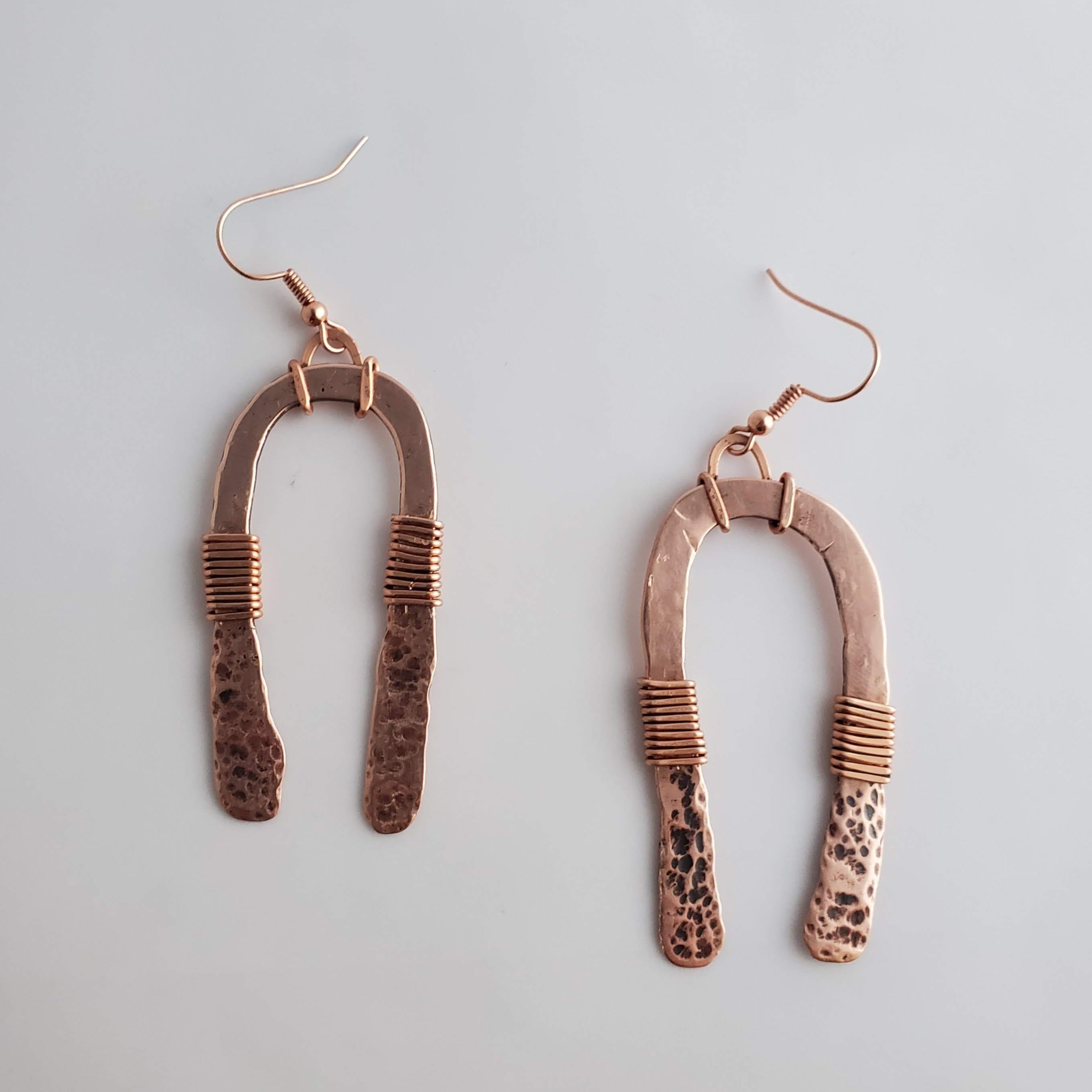 'Aziza' - Copper & Black Patina Earrings